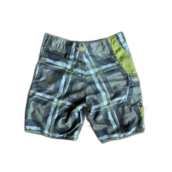 SIMS Green Gray Plaid Checked Swim Wear Board Shorts Trunks   Mens Size 32 - Picture 5 of 7
